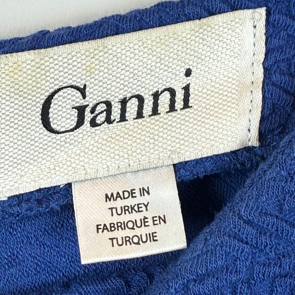 Ganni Anthropologie Lousa Shift Dress Women's Small Cobalt Blue Textured Knit - Picture 5 of 8